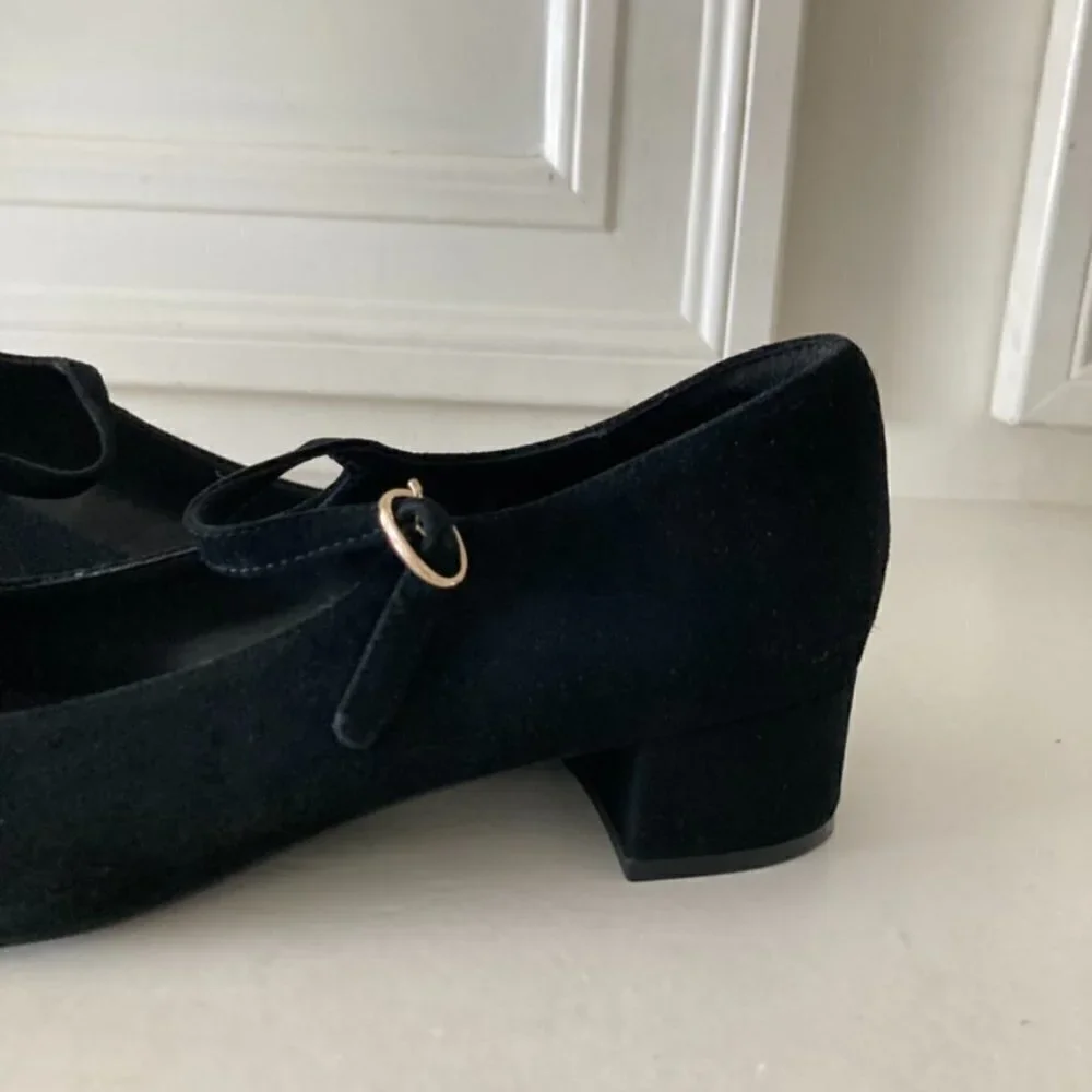 NWOB Jeffery Campbell Free People Mia Black Suede Mary Jane Heels